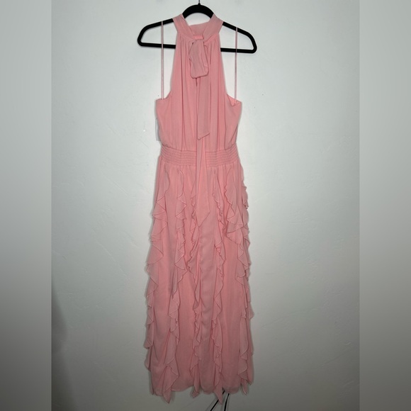 NWT 1State Bubblegum Pink Halter Maxi Dress Ruffles Valentines Day Easter XL - Picture 2 of 9